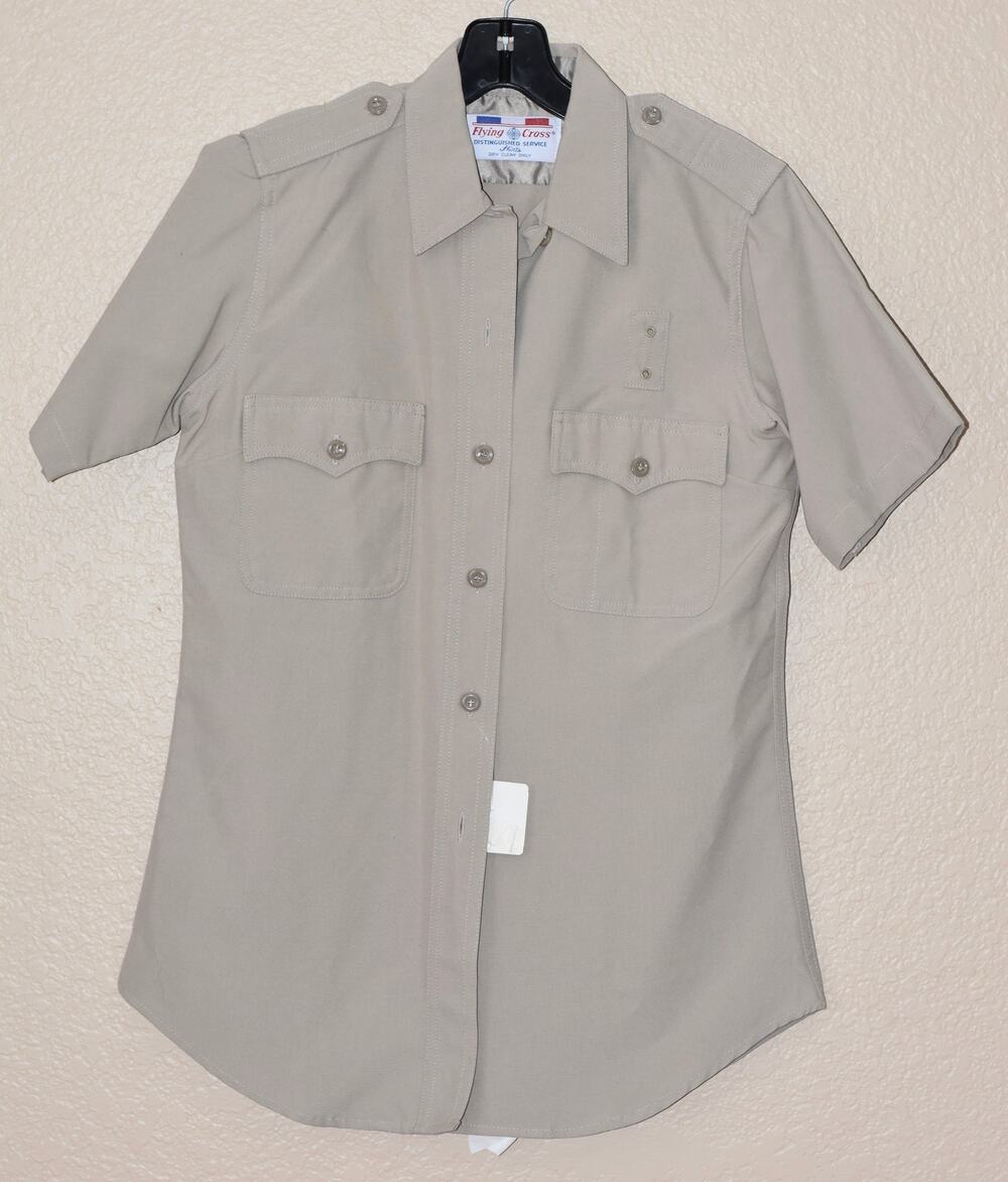 Flying Cross Women's Uniform Shirt Tan Short Sleeve Size 34